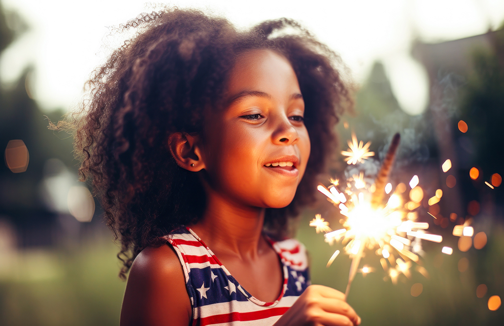 image of a girl with a firecracker in her hand