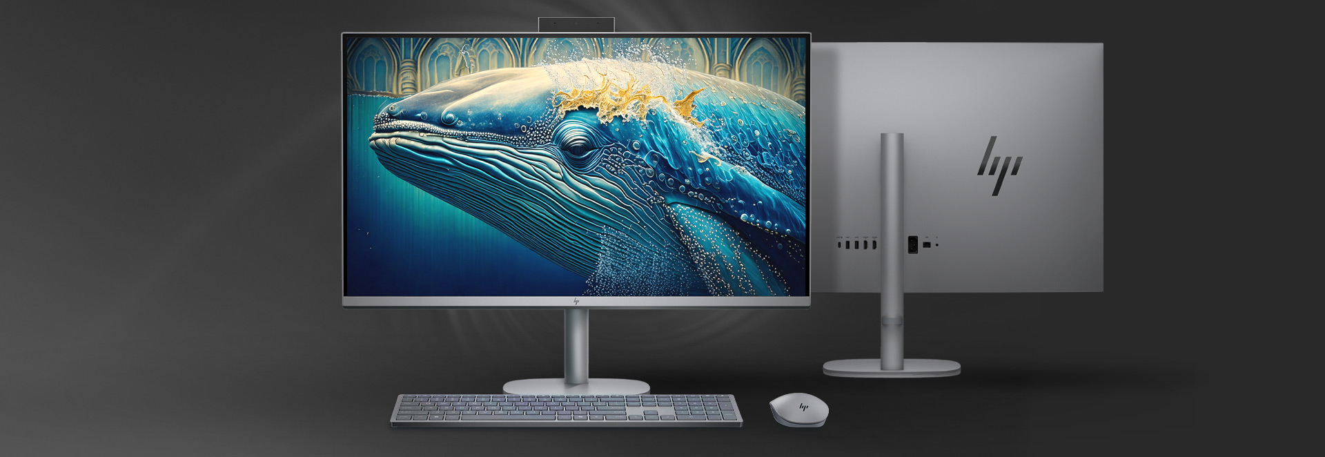 image of an AIO with a 3d whale on the screen