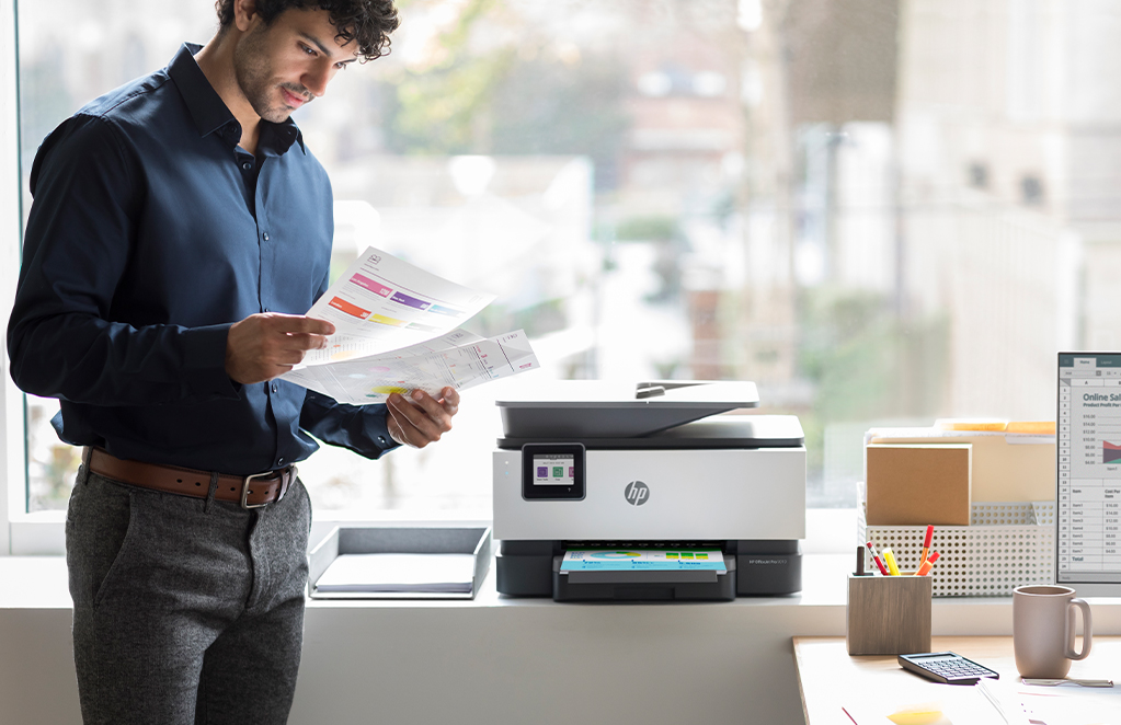 Man printing using Officejet pro printer