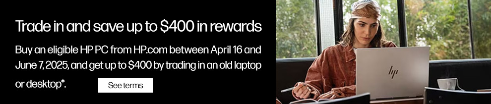 Woman looking at an HP laptop