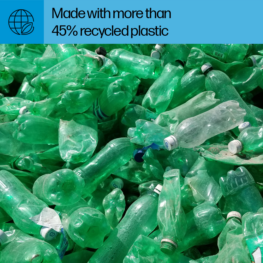 Made with more than 45% recycled plastic