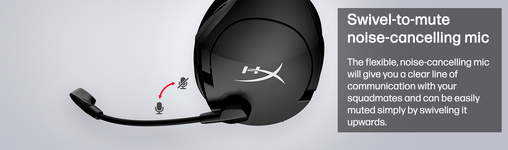 Swivel-to-mute noise-cancelling mic