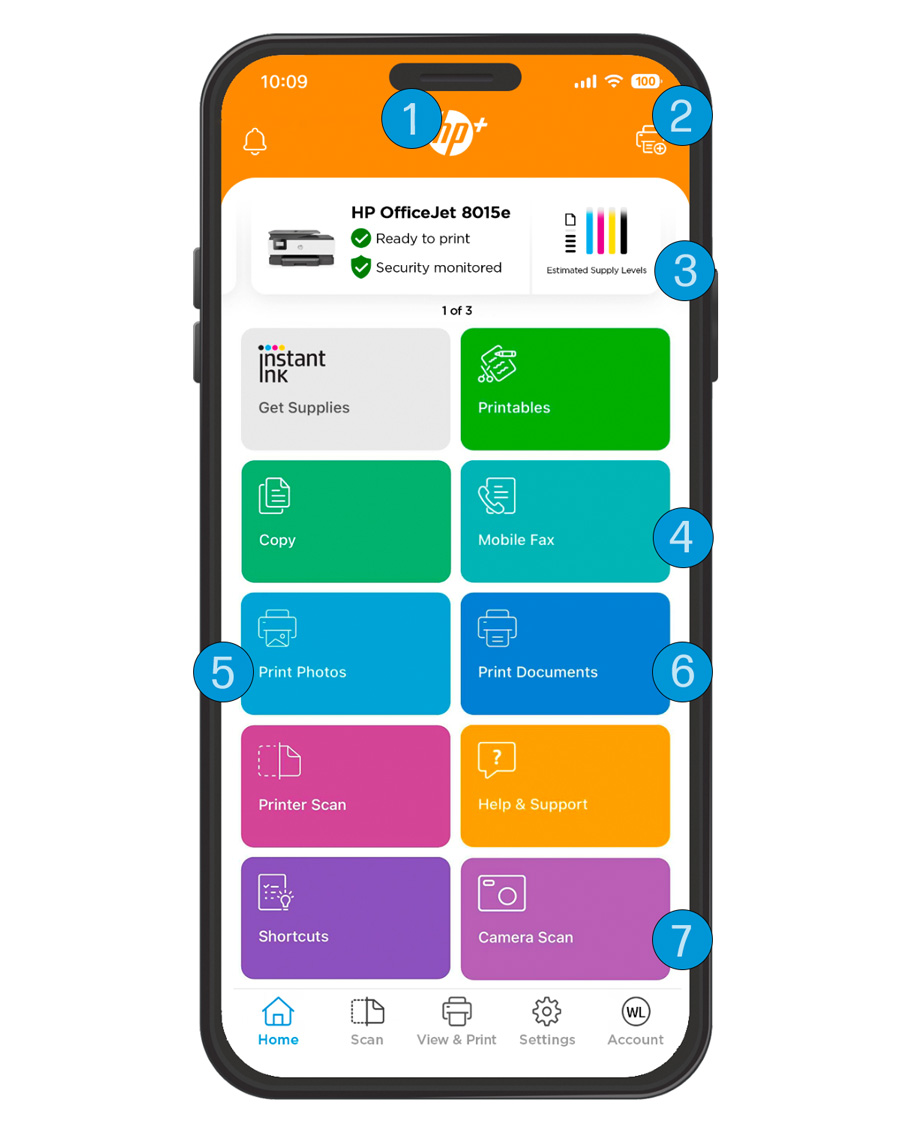 HP OfficeJet 8015e with HP Smart app features