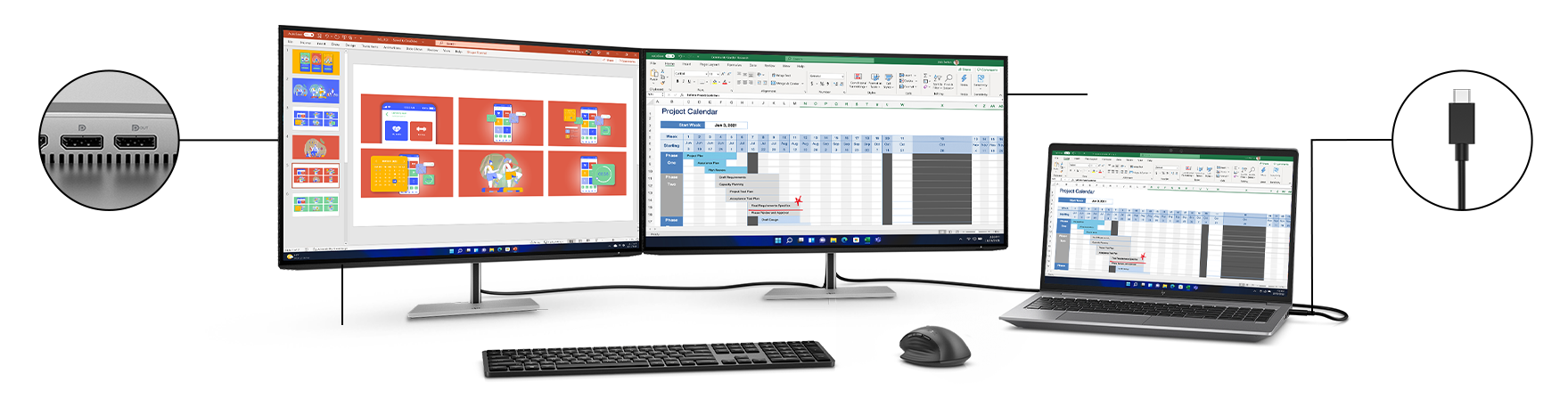Monitors, laptop and its port