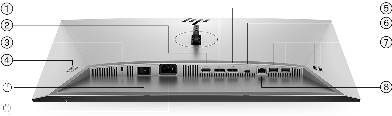 Back view of monitor with ports