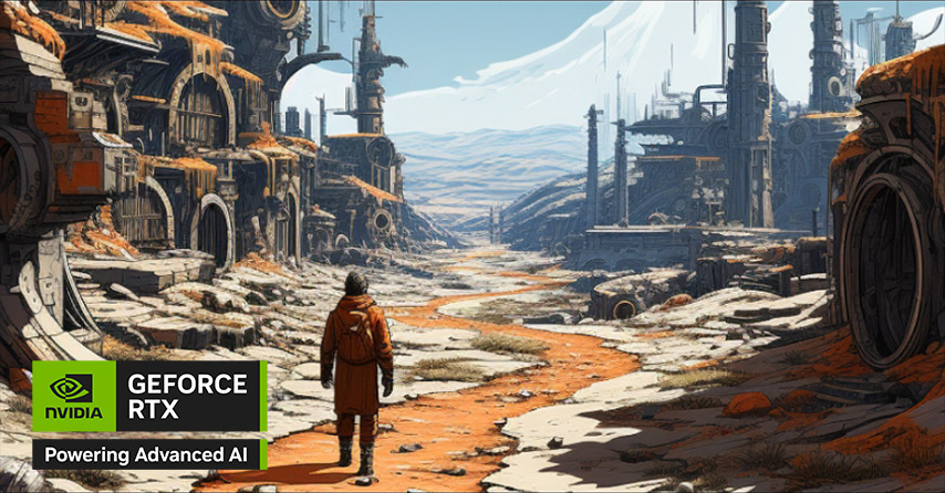 Video game image showing a great detailed virtual world thanks to NVIDIA GeForce RTX