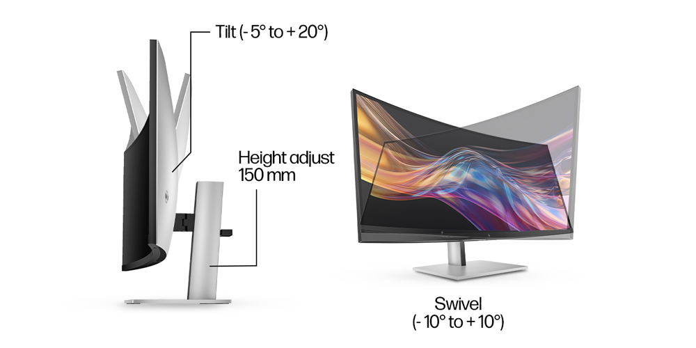 HP Series 7 Pro 37.5 inch WQHD+ Thunderbolt 4 Monitor 738pu with Ergonomic Setup Guide and 3-way adjustability