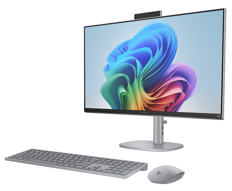 HP OmniStudio X 27-inch All-in-One Next Gen AI PC front right angle view