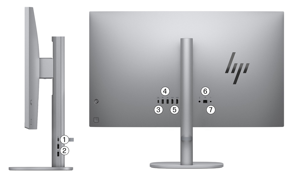 HP OmniStudio 27-inch All-in-One Next Gen AI PC full view ports