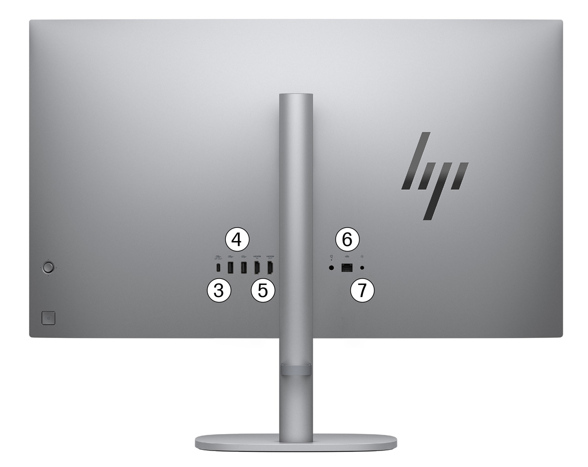 HP OmniStudio 27-inch All-in-One Next Gen AI PC rear view ports