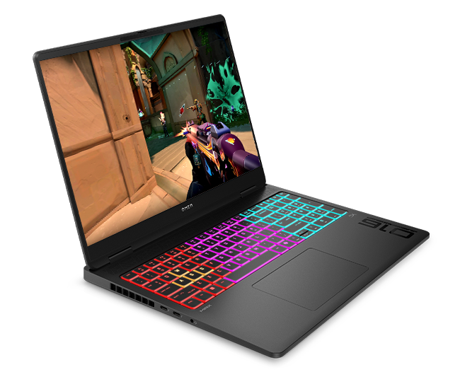 OMEN Max 16 front view on a FPS game