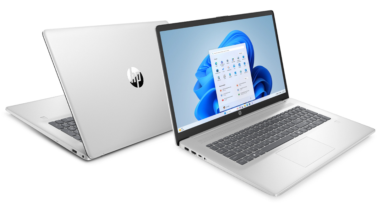 HP 17-inch Laptop PC, front and rear views