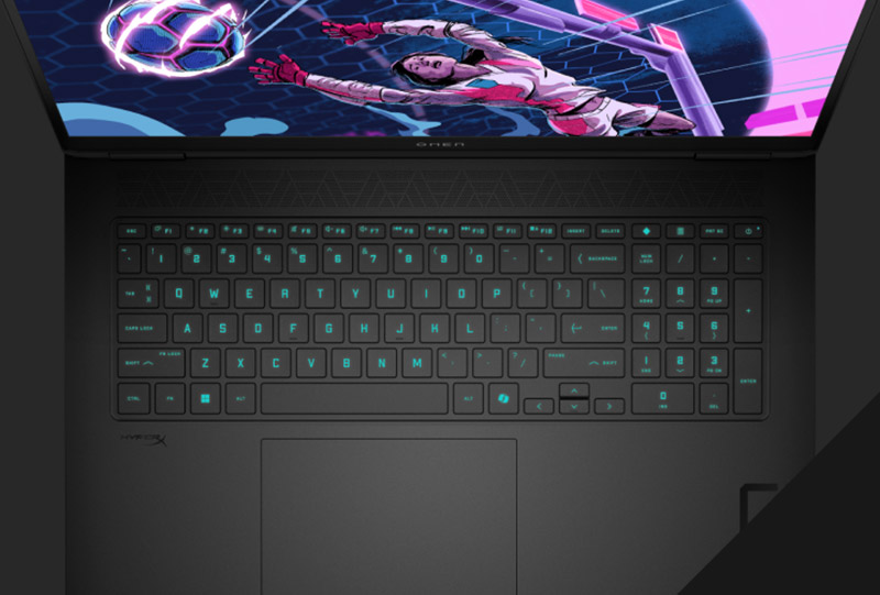 Omen 17 gaming laptops top keyboard view