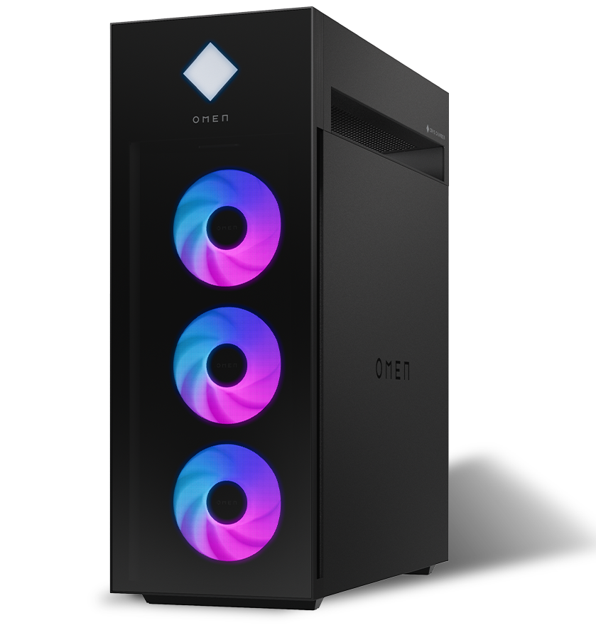HP OMEN 45L Gaming Desktop PC front right angled view