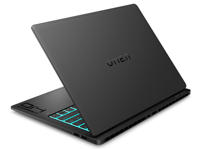 OMEN Transcend 14 Gaming Laptop with Intel Core Ultra 9 Processor rear angled view