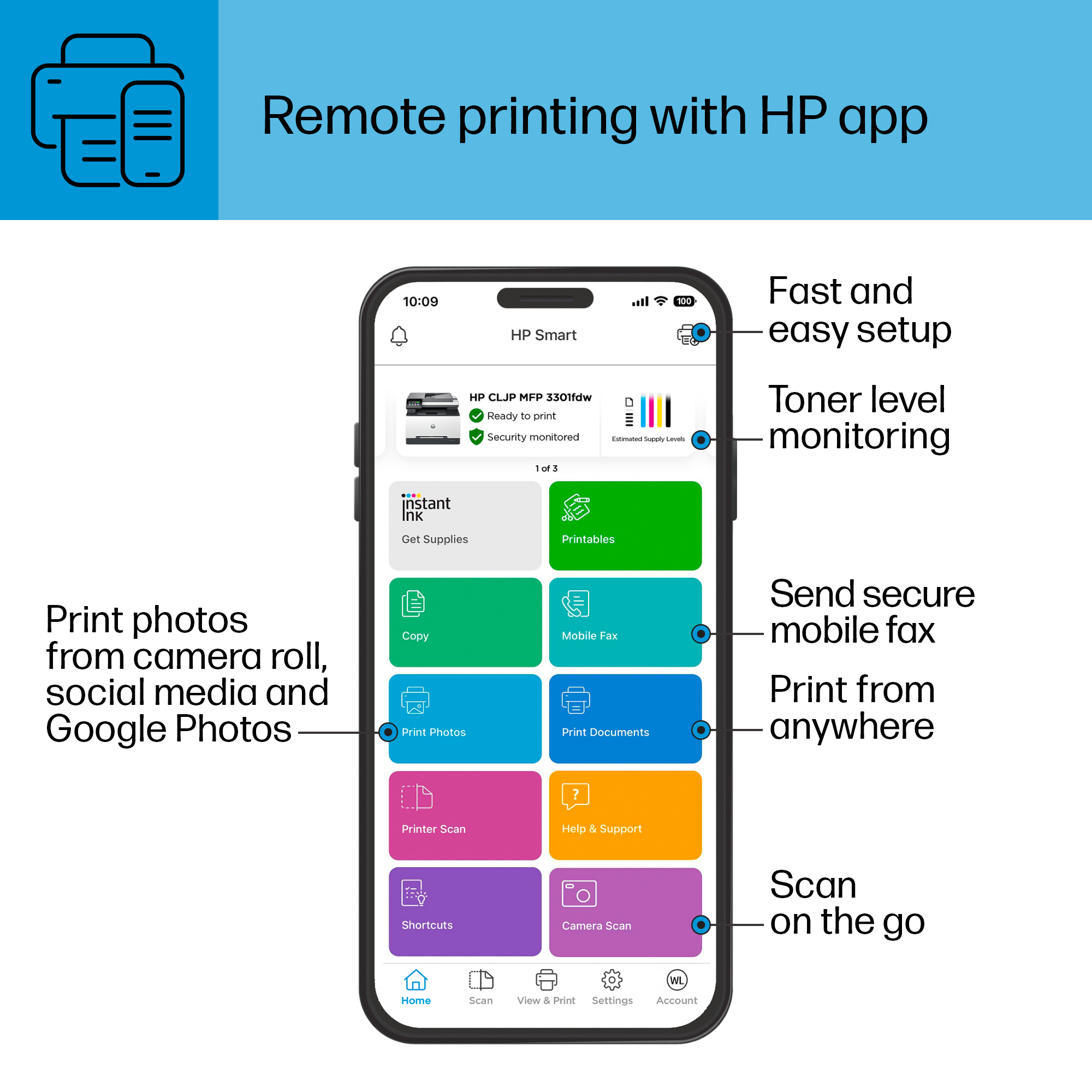 HP Smart App for remote printing