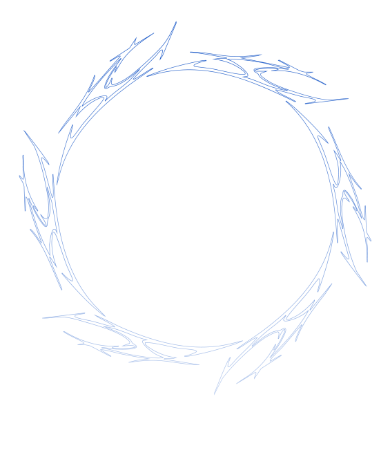 Level Reforge Abstract blue fractal design forming a circular